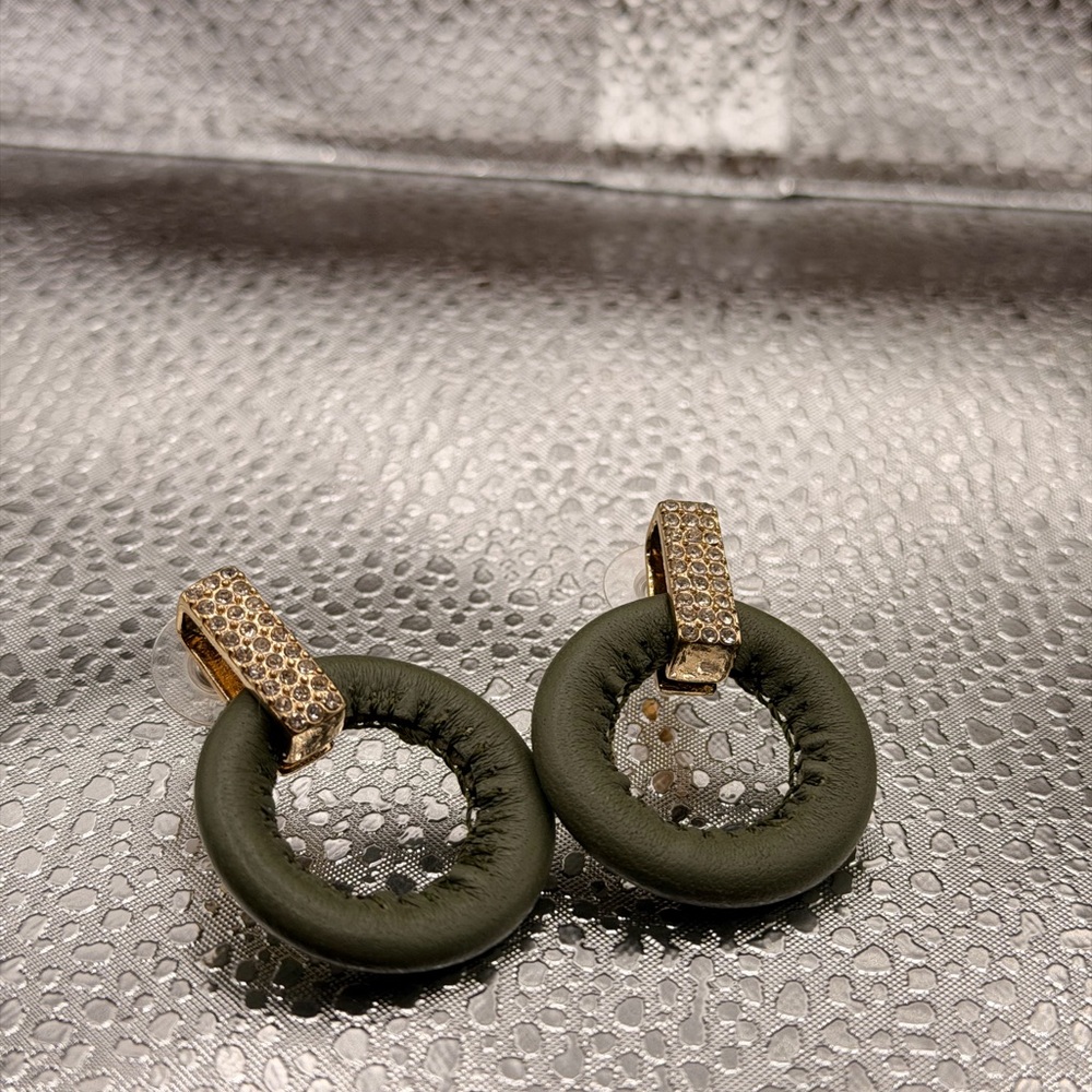 White House Black Market Gold and Olive Earrings